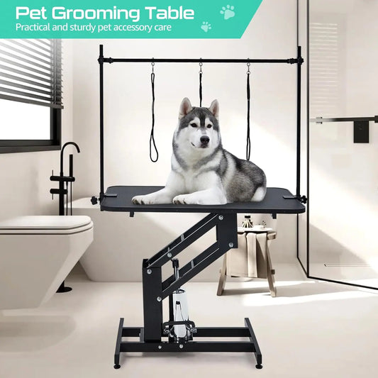 HiMISS Hydraulic Adjustable Dog Grooming Table With Overhead Arm
