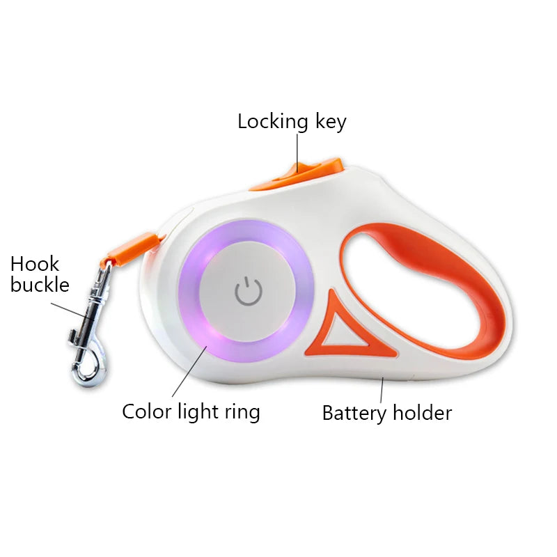 Booteely 5M Automatic Retractable Dog Leash With LED Flashlight