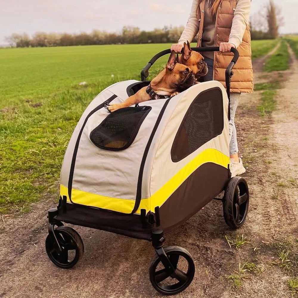 Breed Dog Stroller Pram 4 Wheel Foldable Travel Jogger