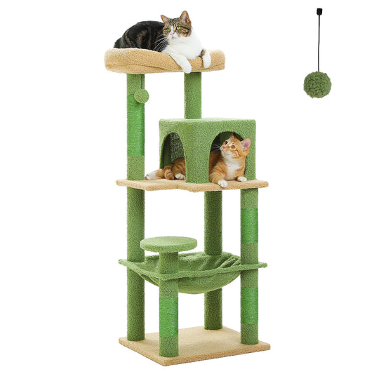 PAWZ Road Cactus Cat Tree Tower With Plush Hammock
