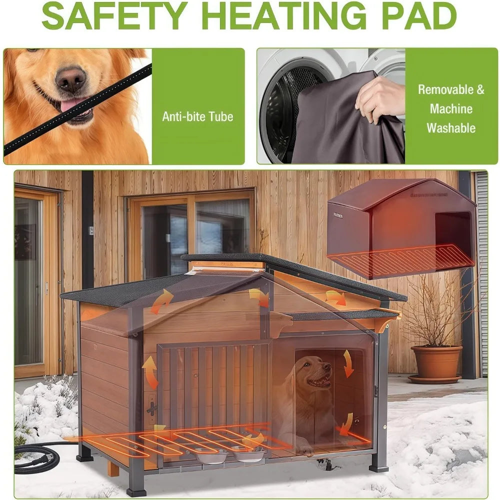 High Concerned Heated Outdoor Dog House With Heating Pad