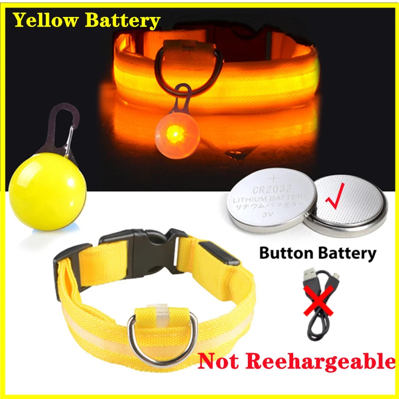 Usb Charging Glowing Dog Collar With Pendant Night Safety