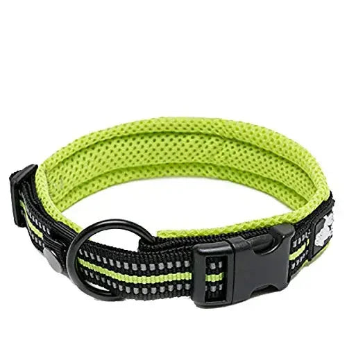 TRUELOVECN Nylon Adjustable Webbing Dog Collar Padded Reflective