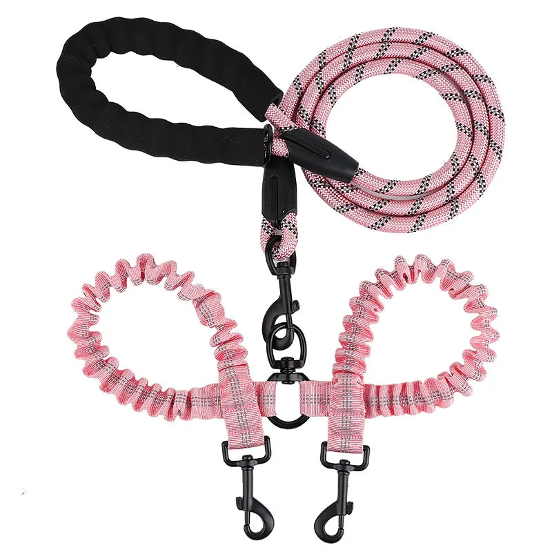 YTYINCN Double Dog Leash Coupler Nylon Elastic For Two Dogs