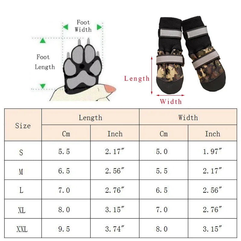Waterproof Anti Slip Dog Boots Reflective For Dogs Outdoor
