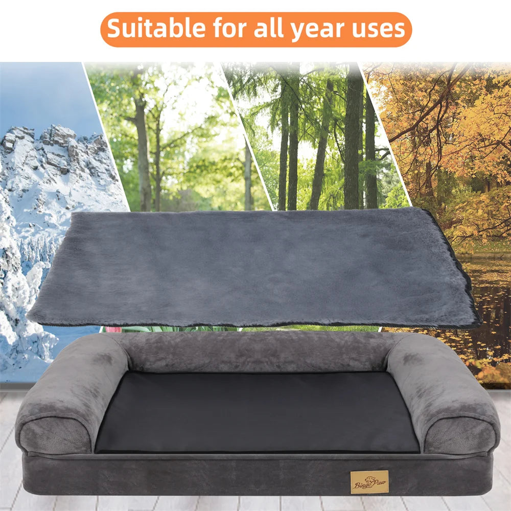 BORWARTCN Calming Orthopedic Memory Foam Dog Bed Waterproof Removable Cover