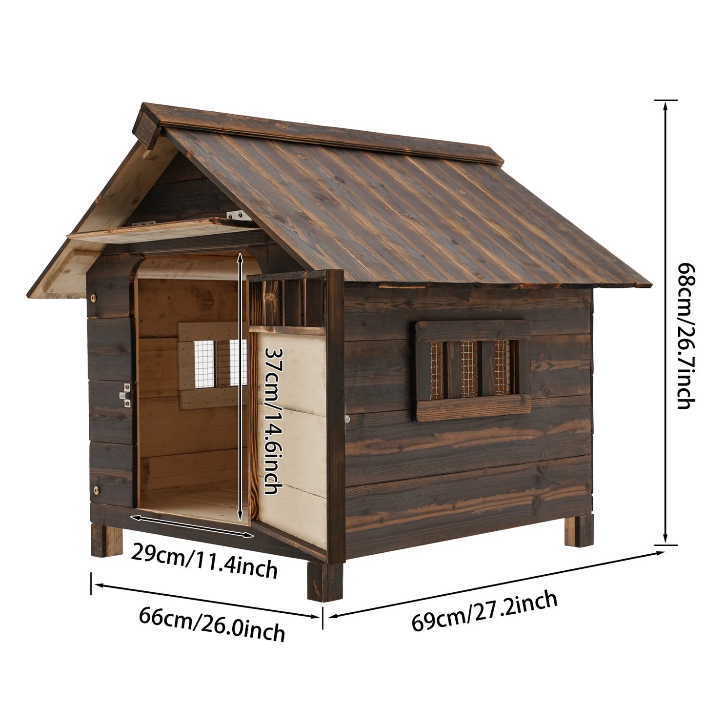 Hign-concerned Dog House With Window And Water Resistant Door