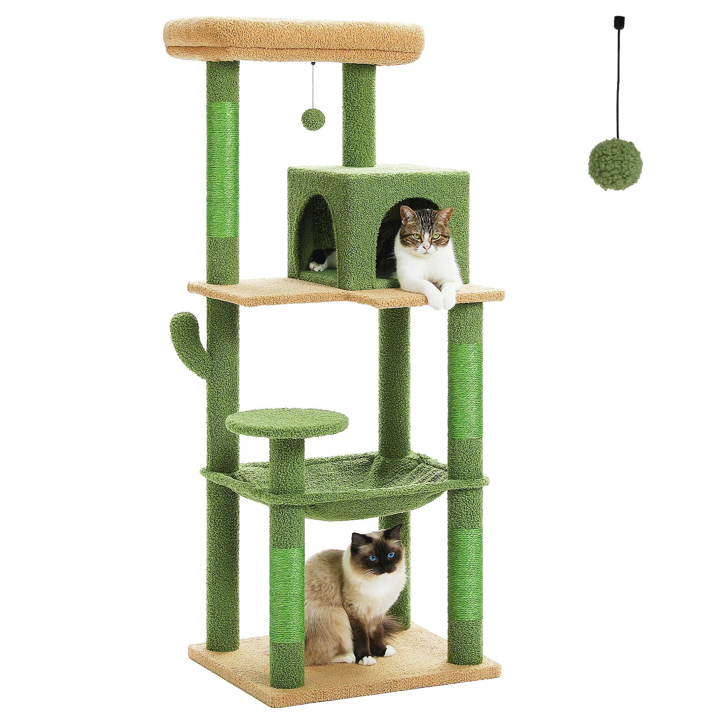 PAWZ Road Cactus Cat Tree Tower With Plush Hammock