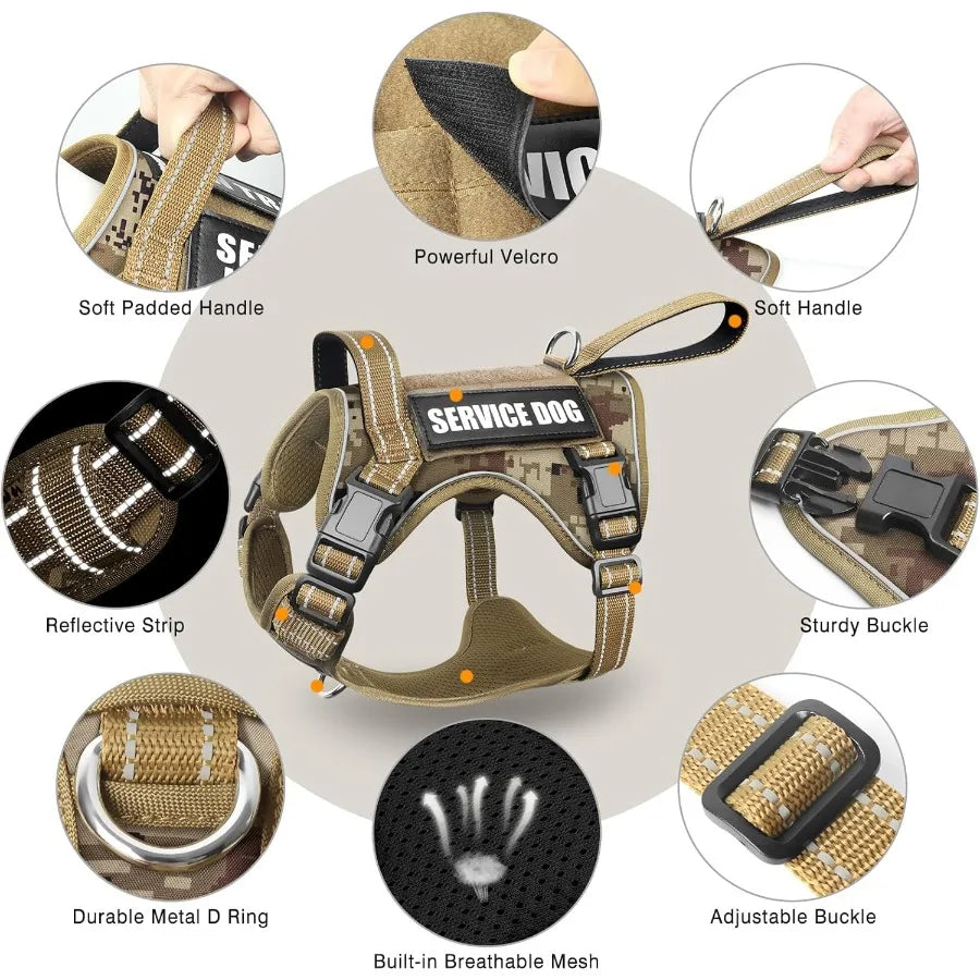 Hign-concerned Tactical Dog Harness With Handle And Molle System