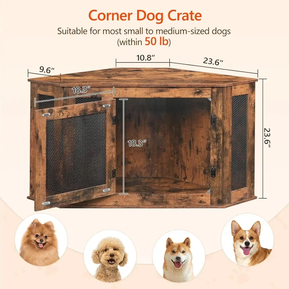 Corner Dog Crate Furniture End Table Decorative Indoor Kennel