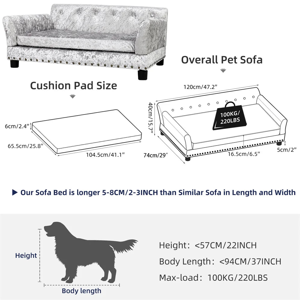 BORWARTCN Heavy Duty Pet Sofa Bed For Dogs And Cats