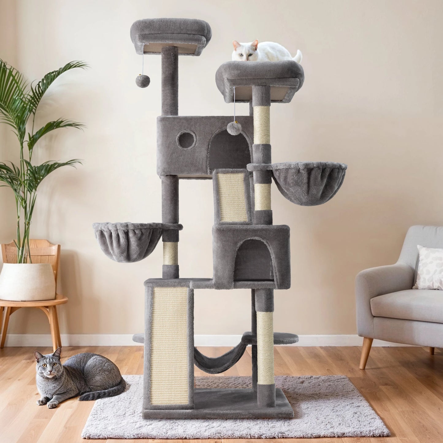 Hoomic Multi Level Cat Tree Tower With Plush Perches Condo