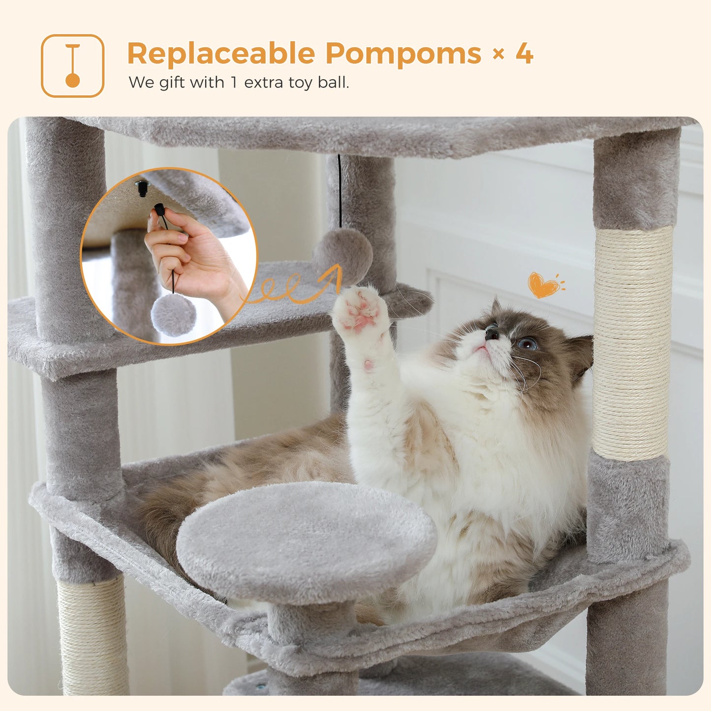 PAWZ Road Large Cat Tree Tower With Sisal Scratching Posts