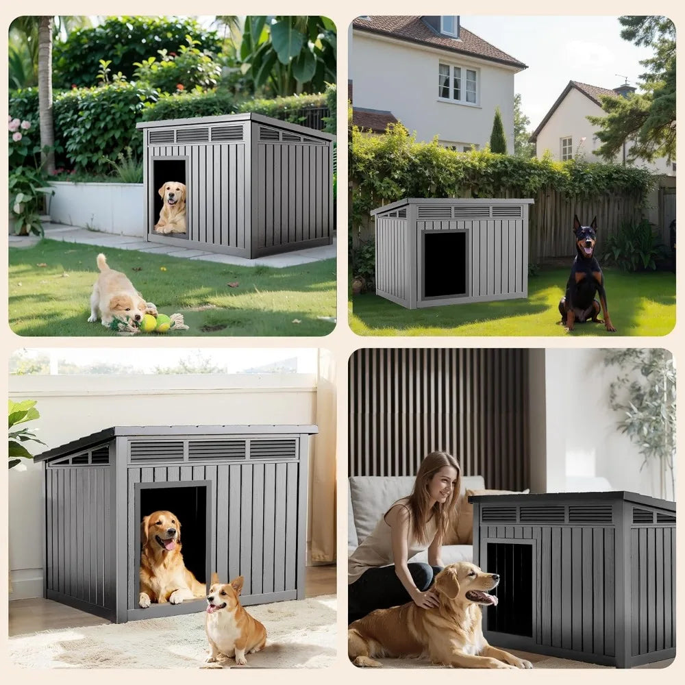 High-Conerned Weatherproof Dog House With Removable Roof