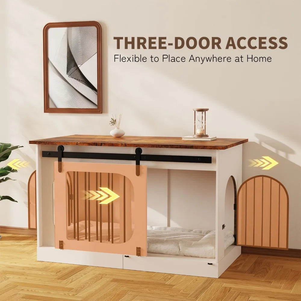 TIFICY Dog Kennel Furniture Farmhouse Crate With Cushion