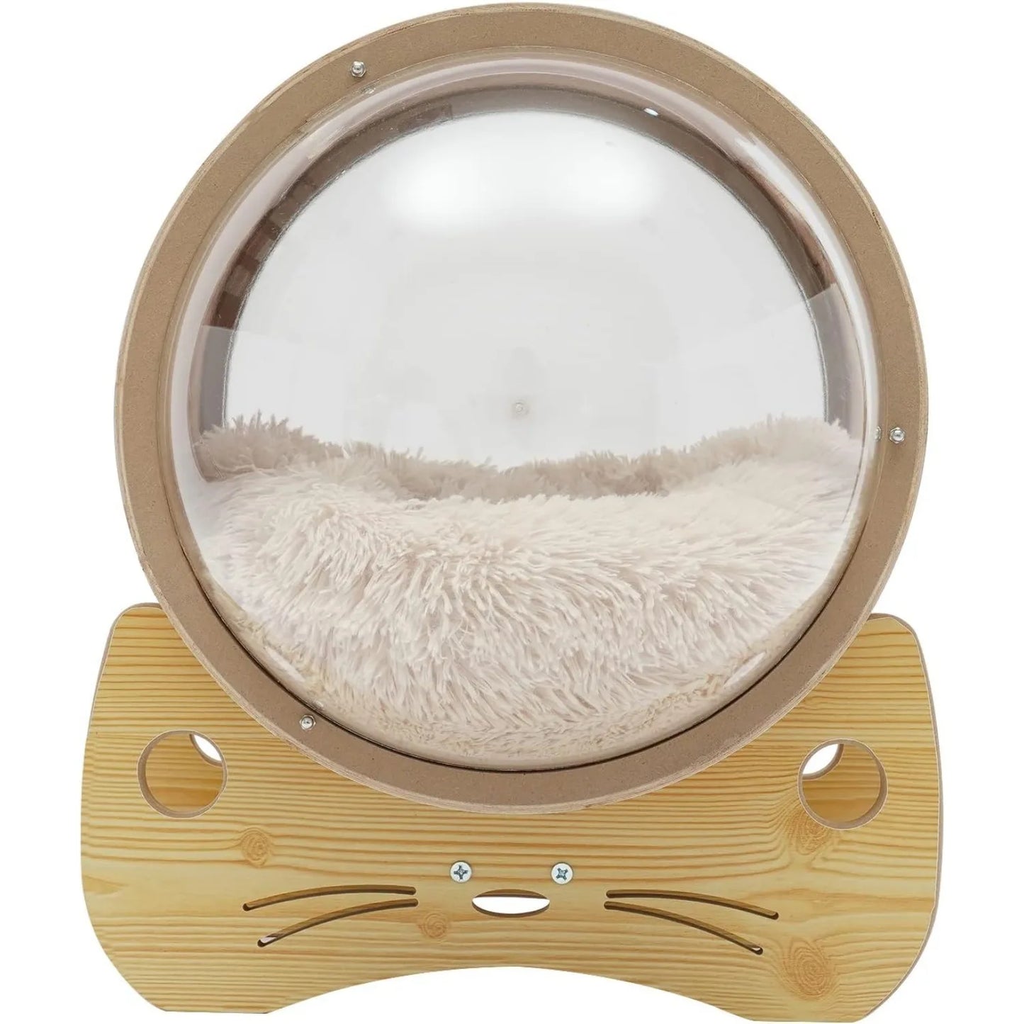 Cat Pod Bed With Wooden Frame Clear Acrylic Dome Cushion
