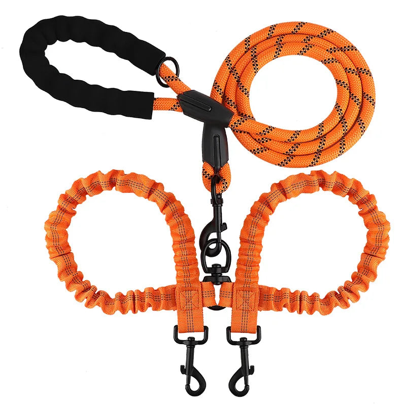 YTYINCN Double Dog Leash Coupler Nylon Elastic For Two Dogs