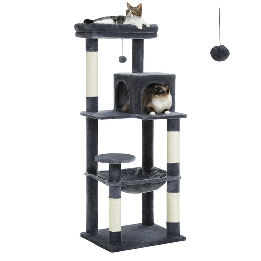 PETEPELACN Cat Tree Indoor Multi-Level Hammock Sisal Scratching Posts