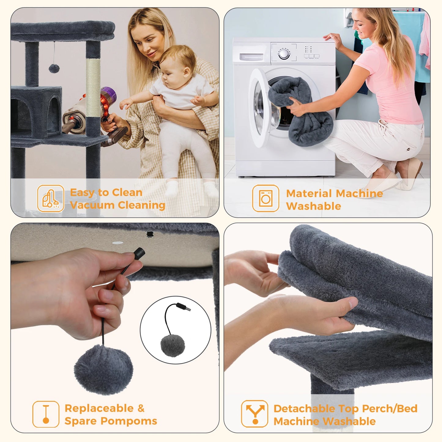 PETEPELACN Cat Tree Indoor Multi-Level Hammock Sisal Scratching Posts