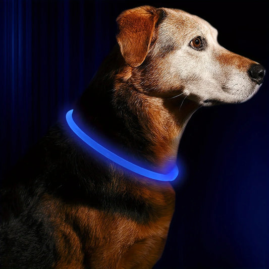 LED Light Dog Collar Reflective USB Rechargeable Pet Safety