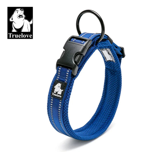 TRUELOVECN Nylon Adjustable Webbing Dog Collar Padded Reflective