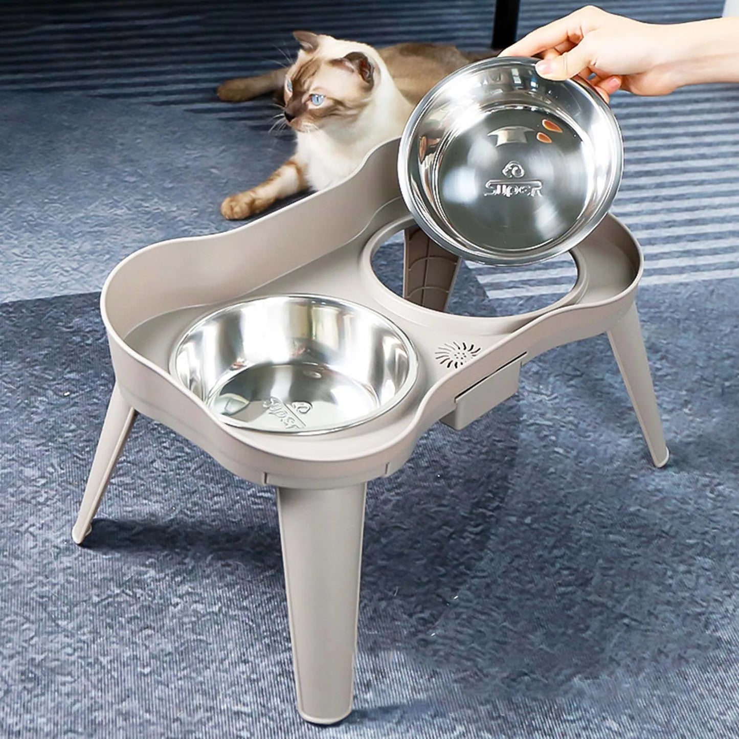 Elevated Stainless Steel Dog Feeder Bowl No Spill No Slip