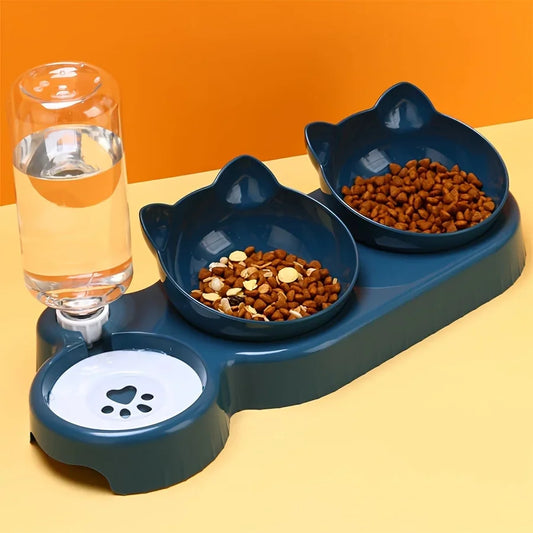 Cat Water Bowls With Gravity Water Dispenser For Neck Protection