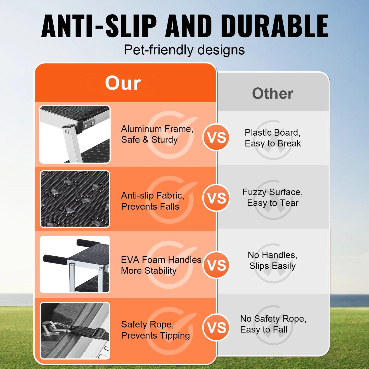 SucceBuy Folding Portable Dog Car Steps Aluminum For Cars SUV