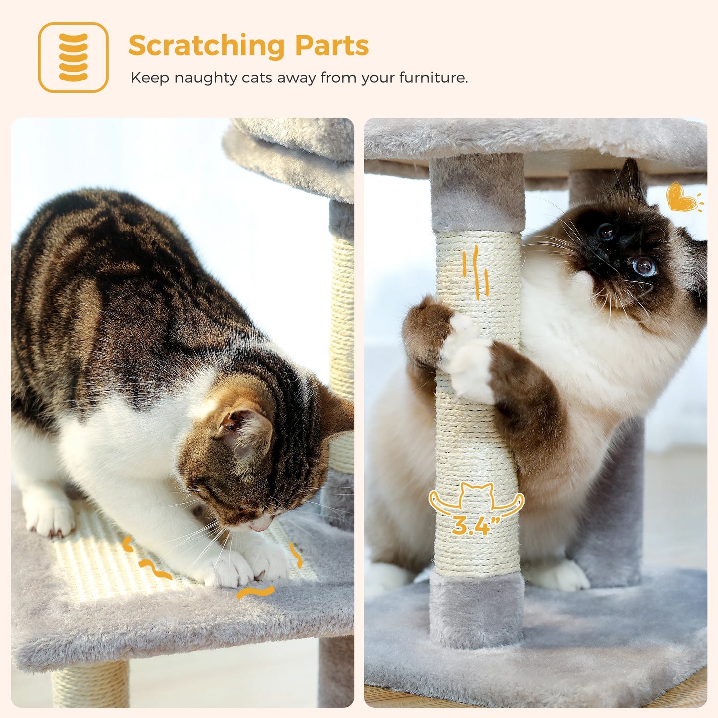 PAWZ Road Cat Tree Tower for Indoor Cats Scratching Posts