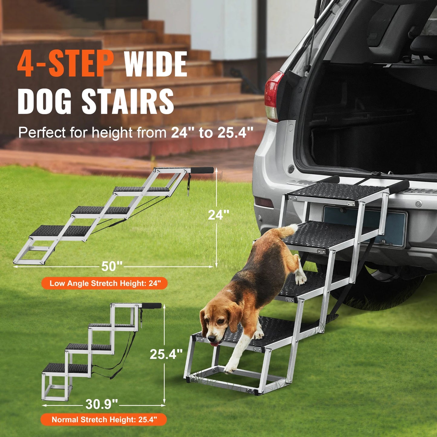SucceBuy Folding Portable Dog Car Steps Aluminum For Cars SUV