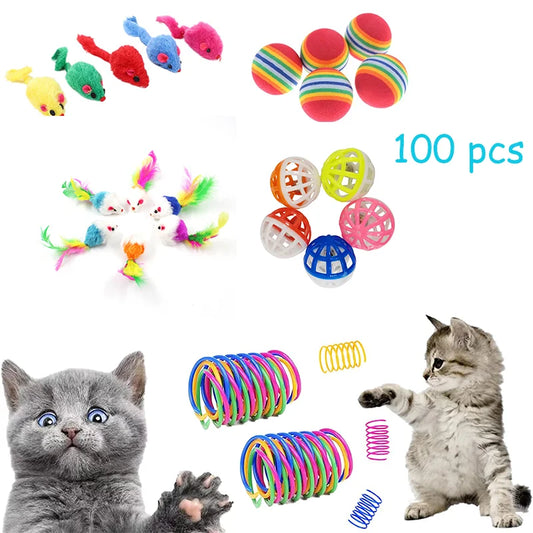 Nandivin Cat Spring Toys Ball Set for Indoor Play Fun