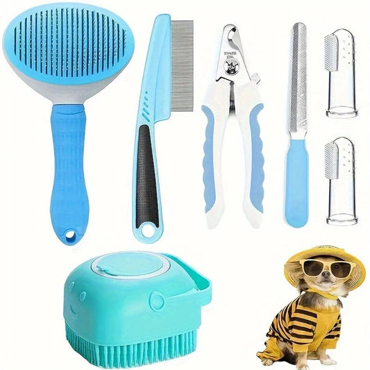 Hign-concerned 7-Piece Pet Grooming Set For Dogs Hair Removal Tools