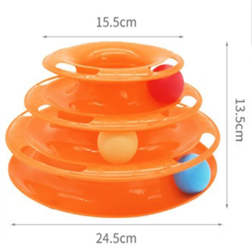 Plastic Turntable Cat Toy With Teasing Stick And Layers