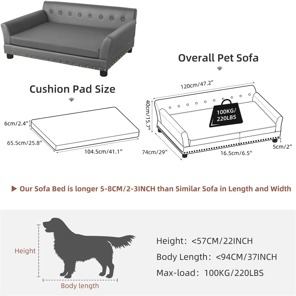 BORWARTCN Heavy Duty Pet Sofa Bed For Dogs And Cats