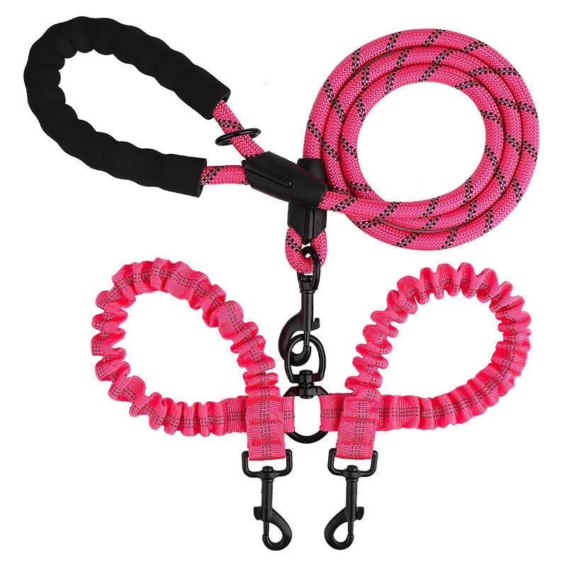 YTYINCN Double Dog Leash Coupler Nylon Elastic For Two Dogs