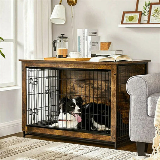 BORWARTH Elevated Wooden Dog Crate End Table with Removable Tray