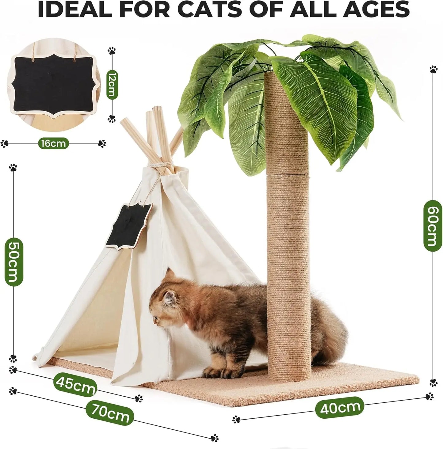 MEWOOFUN Teepee Cat Tree Scratching Post Indoor Play House