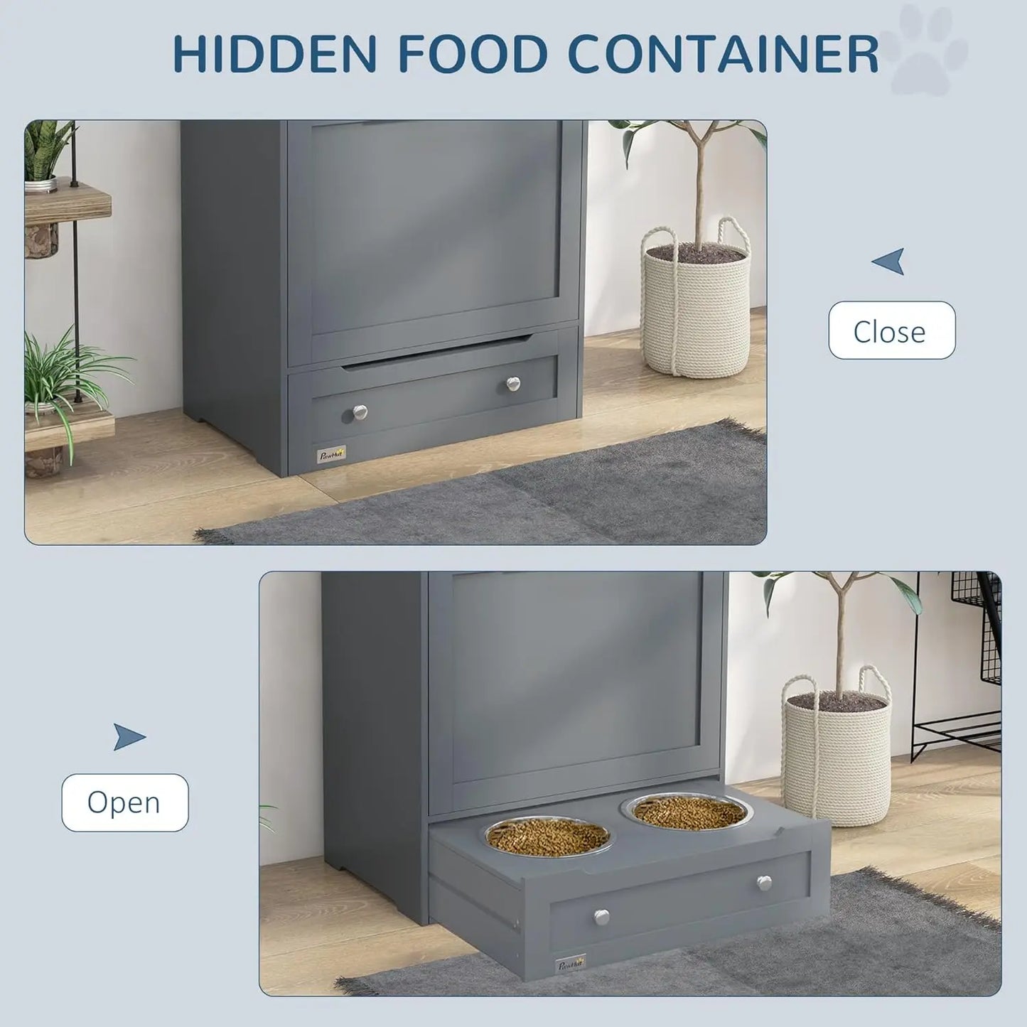 Raised Dog Feeding Station With Storage Cabinet And Organizer