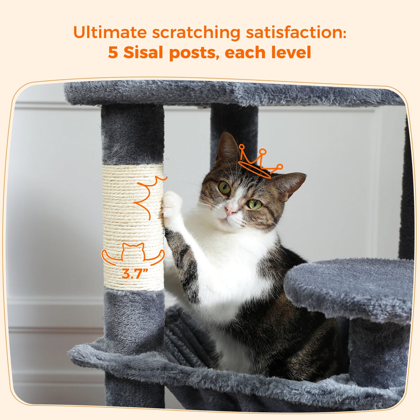 PAWZ Road Large Cat Tree Tower With Sisal Scratching Posts