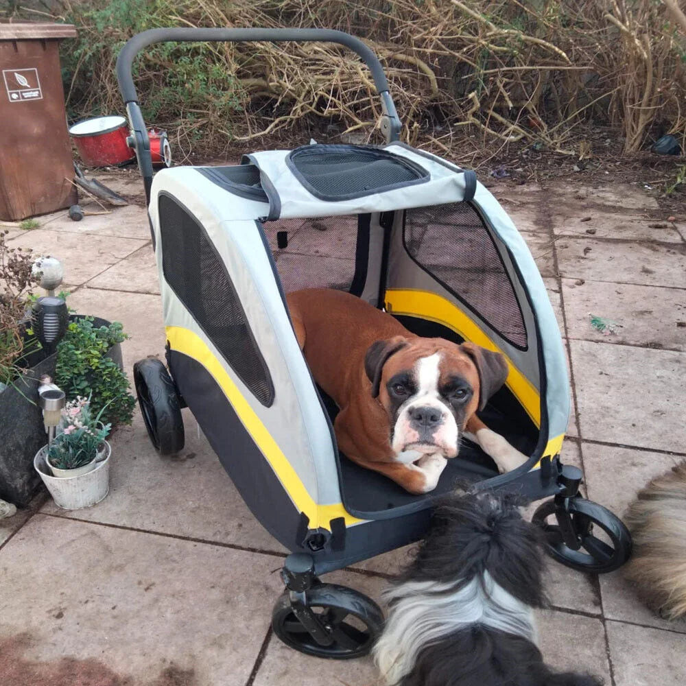 Breed Dog Stroller Pram 4 Wheel Foldable Travel Jogger