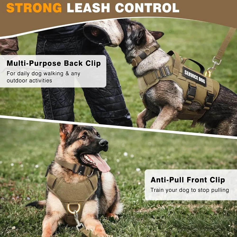 Tactical Dog Harness with Leash and MOLLE Vest for Dogs