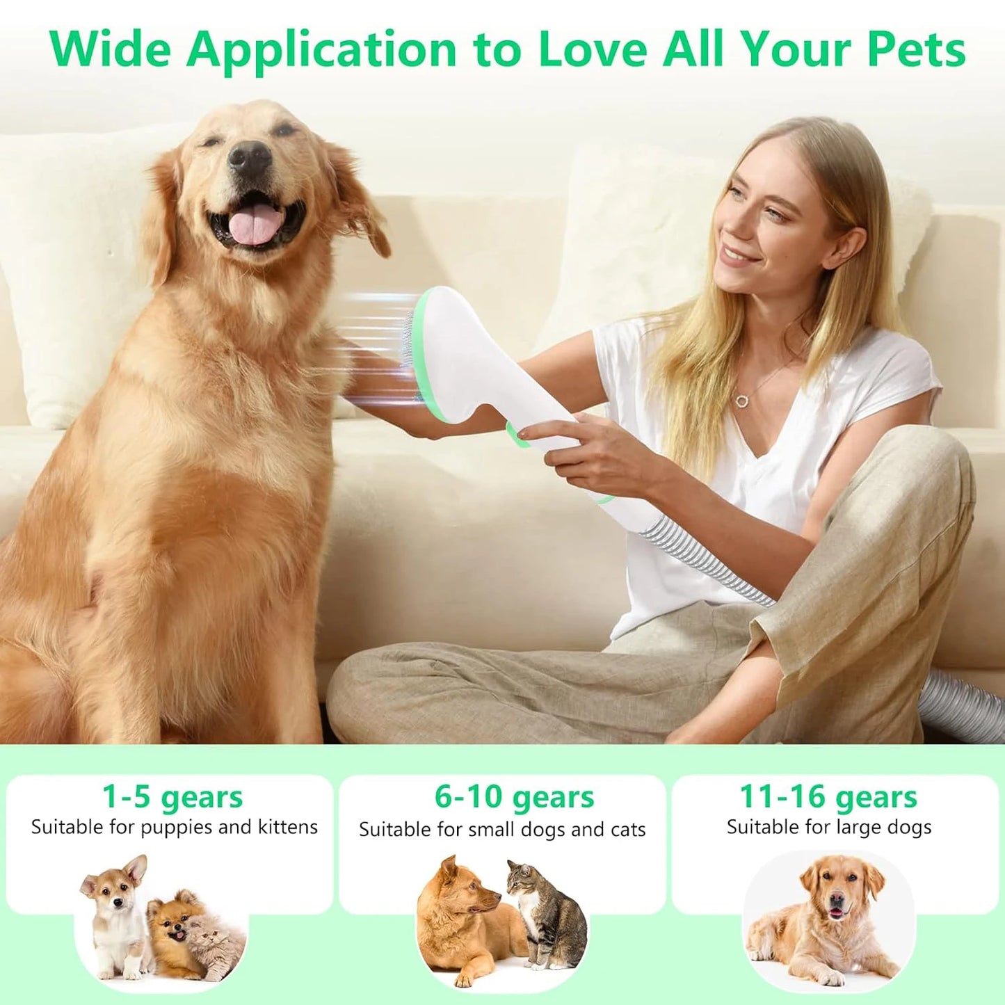 HiMISS Pet Grooming Kit With Quiet Vacuum And 5 Tools