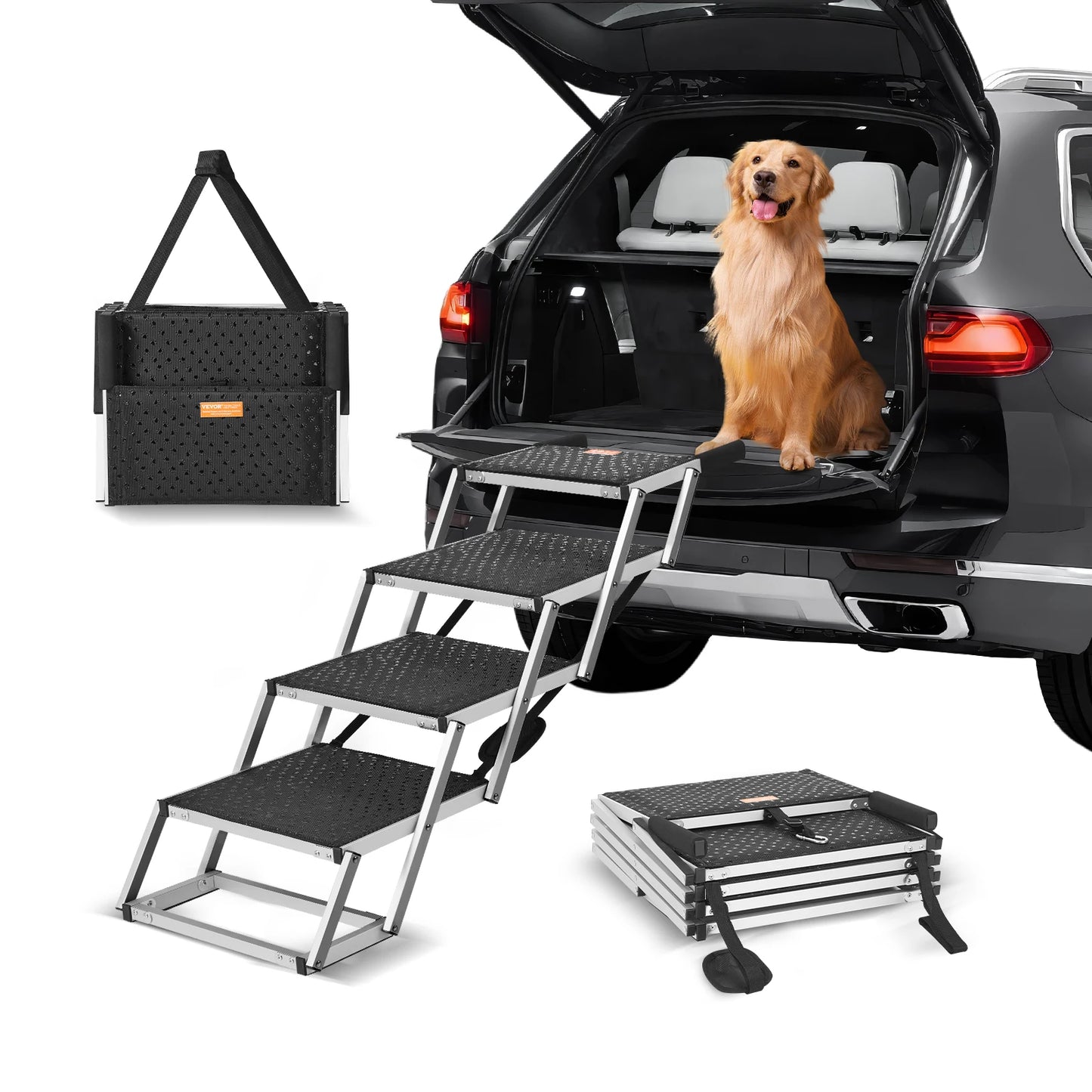 SucceBuy Folding Portable Dog Car Steps Aluminum For Cars SUV