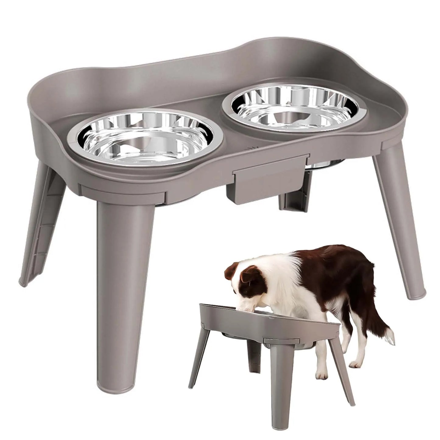 Elevated Stainless Steel Dog Feeder Bowl No Spill No Slip